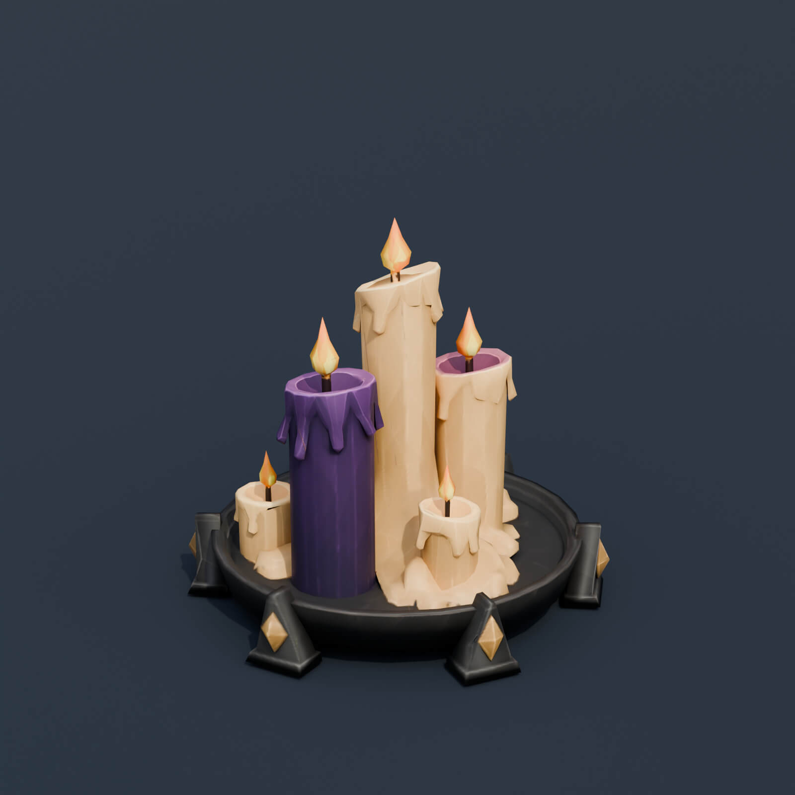 Stylized Low Poly Candle Cluster 3D Model