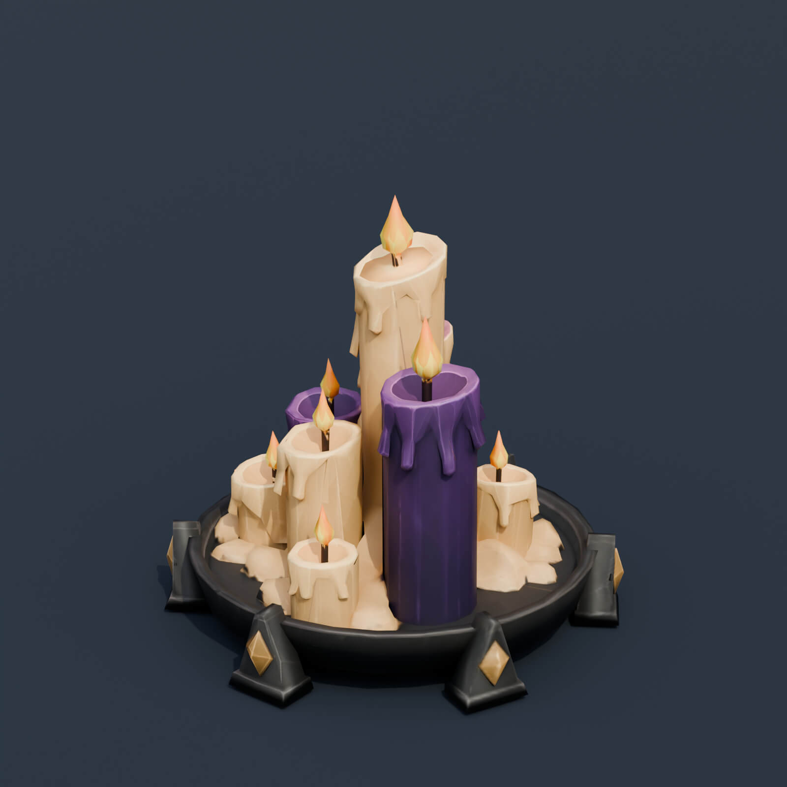 Stylized Low Poly Candle Cluster 3D Model
