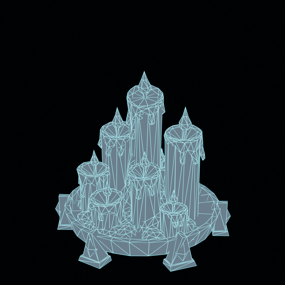 Stylized Low Poly Candle Cluster 3D Model