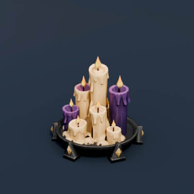 Stylized Low Poly Candle Cluster