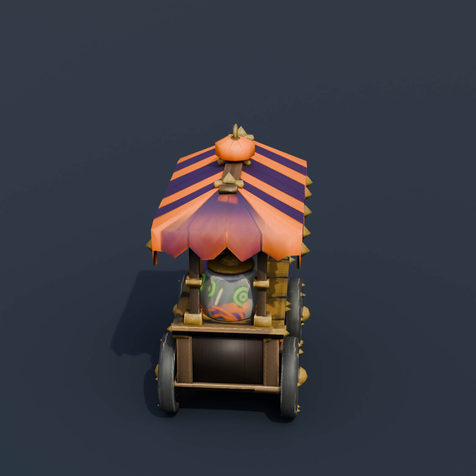 Stylized Low Poly Candy Vendor Cart 3D Model