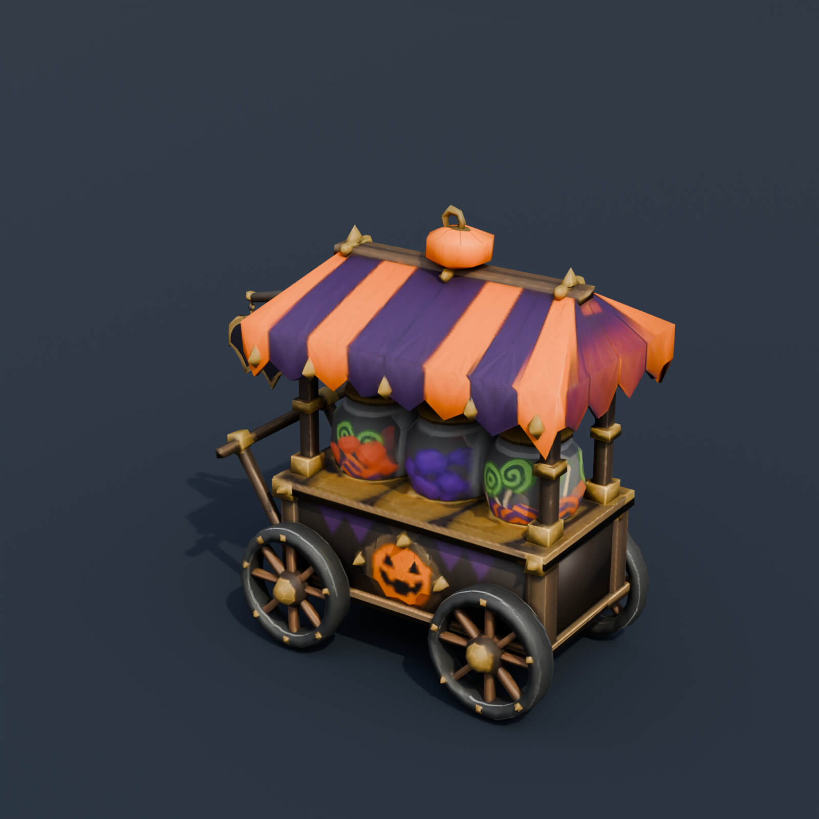 Stylized Low Poly Candy Vendor Cart 3D Model