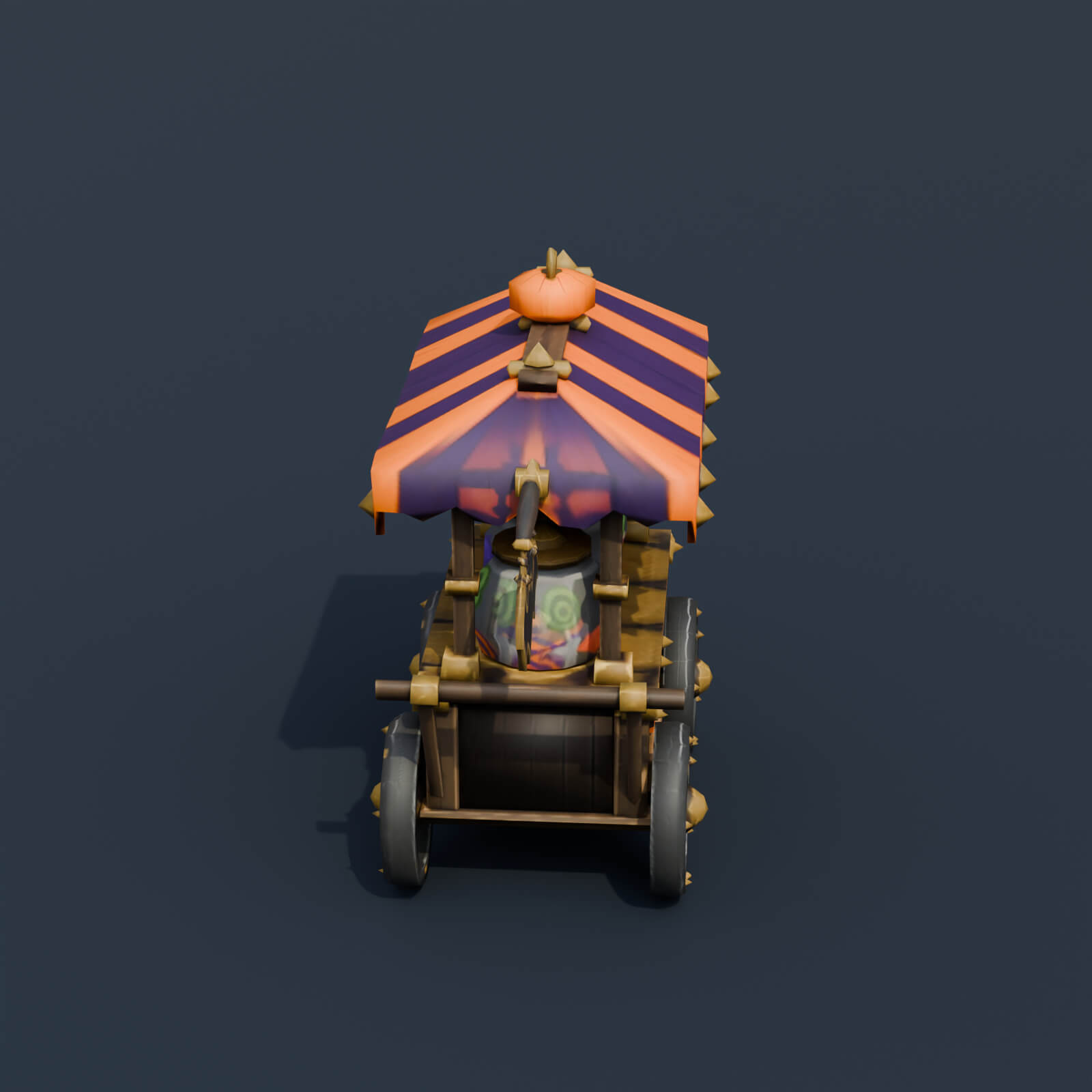 Stylized Low Poly Candy Vendor Cart 3D Model
