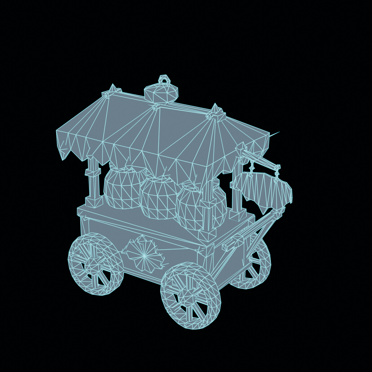 Stylized Low Poly Candy Vendor Cart 3D Model