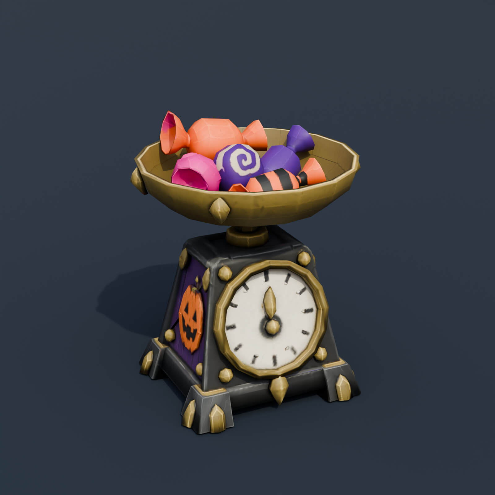 Stylized Low Poly Candy Weighing Scale 3D Model