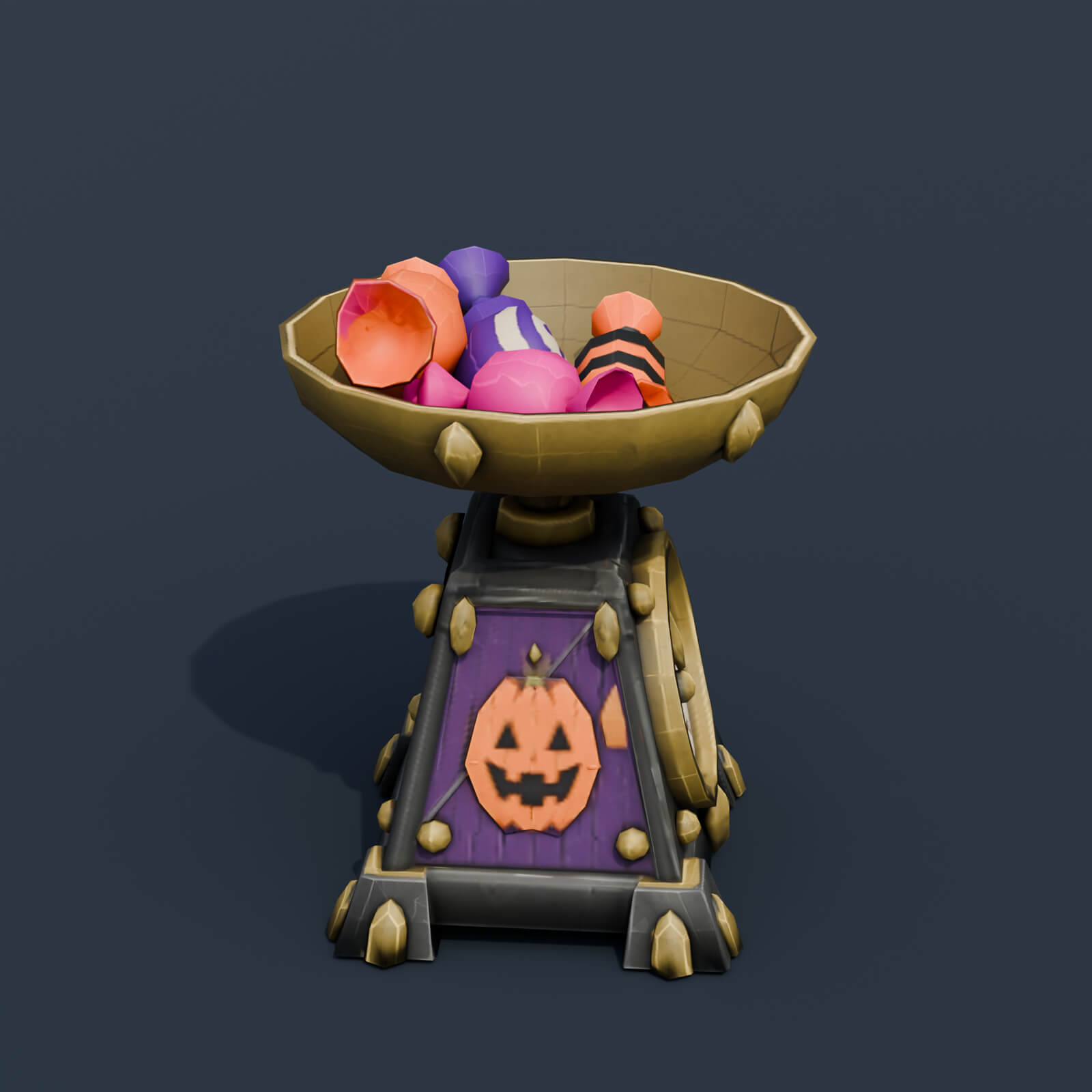 Stylized Low Poly Candy Weighing Scale 3D Model
