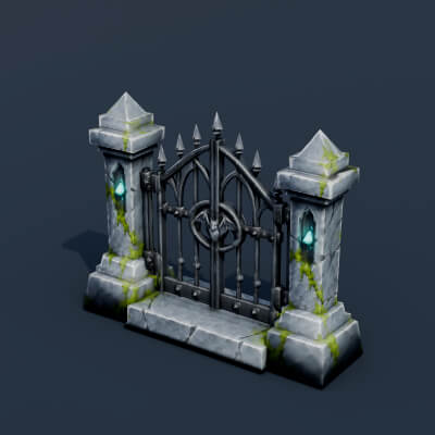 Stylized Low Poly Cemetery Gate