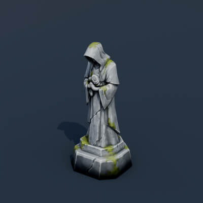 Stylized Low Poly Cemetery Memorial Statue