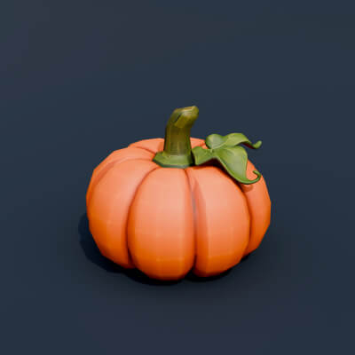 Stylized Low Poly Classic Orange Pumpkin