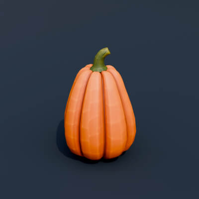 Stylized Low Poly Tall Ribbed Pumpkin