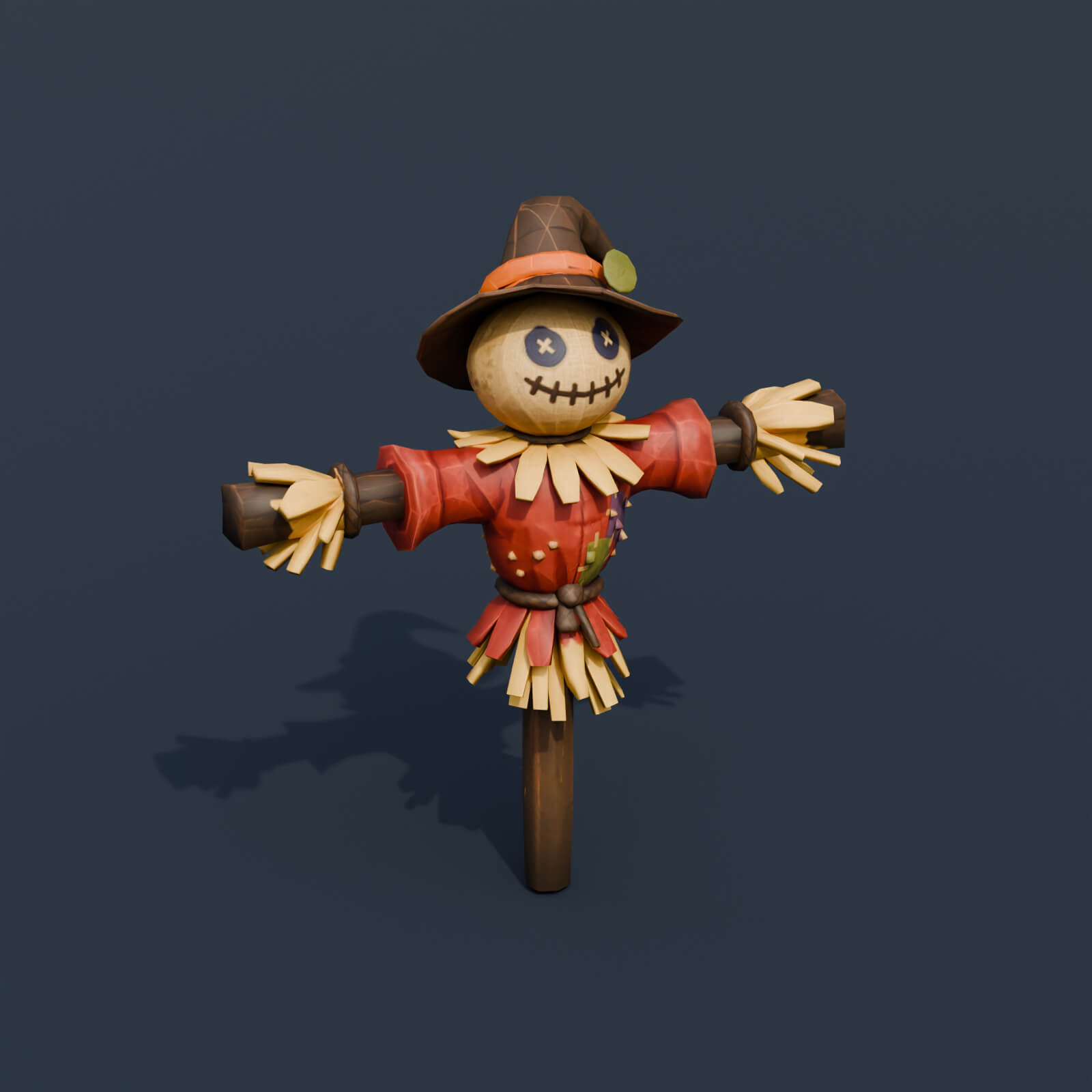 Stylized Low Poly Classic Scarecrow 3D Model