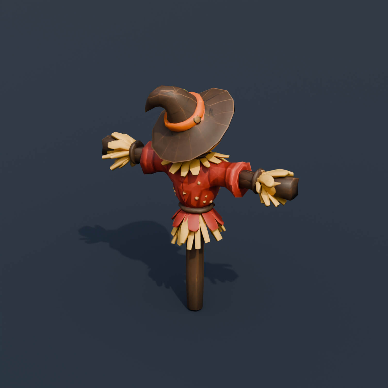 Stylized Low Poly Classic Scarecrow 3D Model