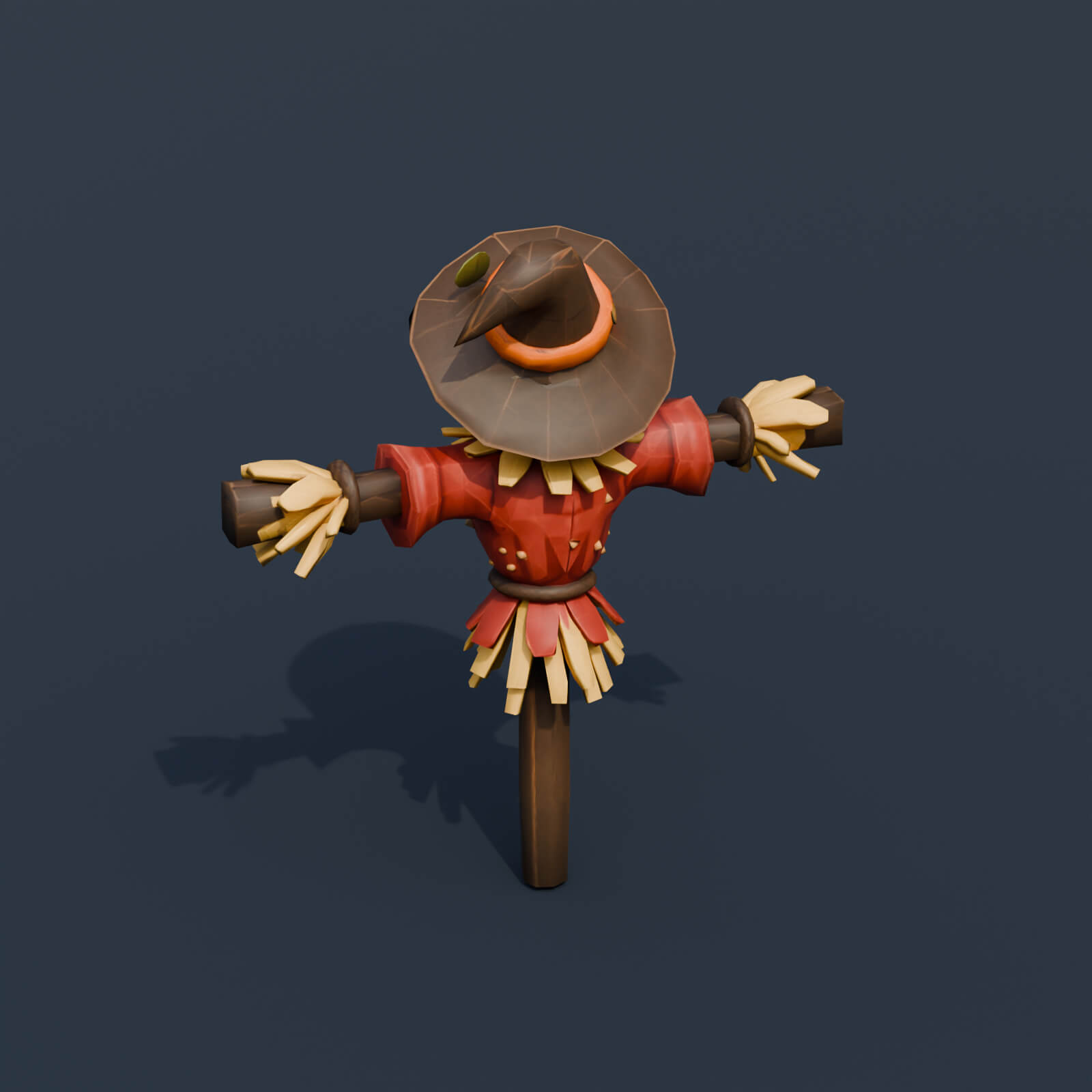 Stylized Low Poly Classic Scarecrow 3D Model