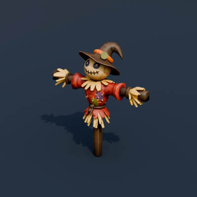 Stylized Low Poly Classic Scarecrow