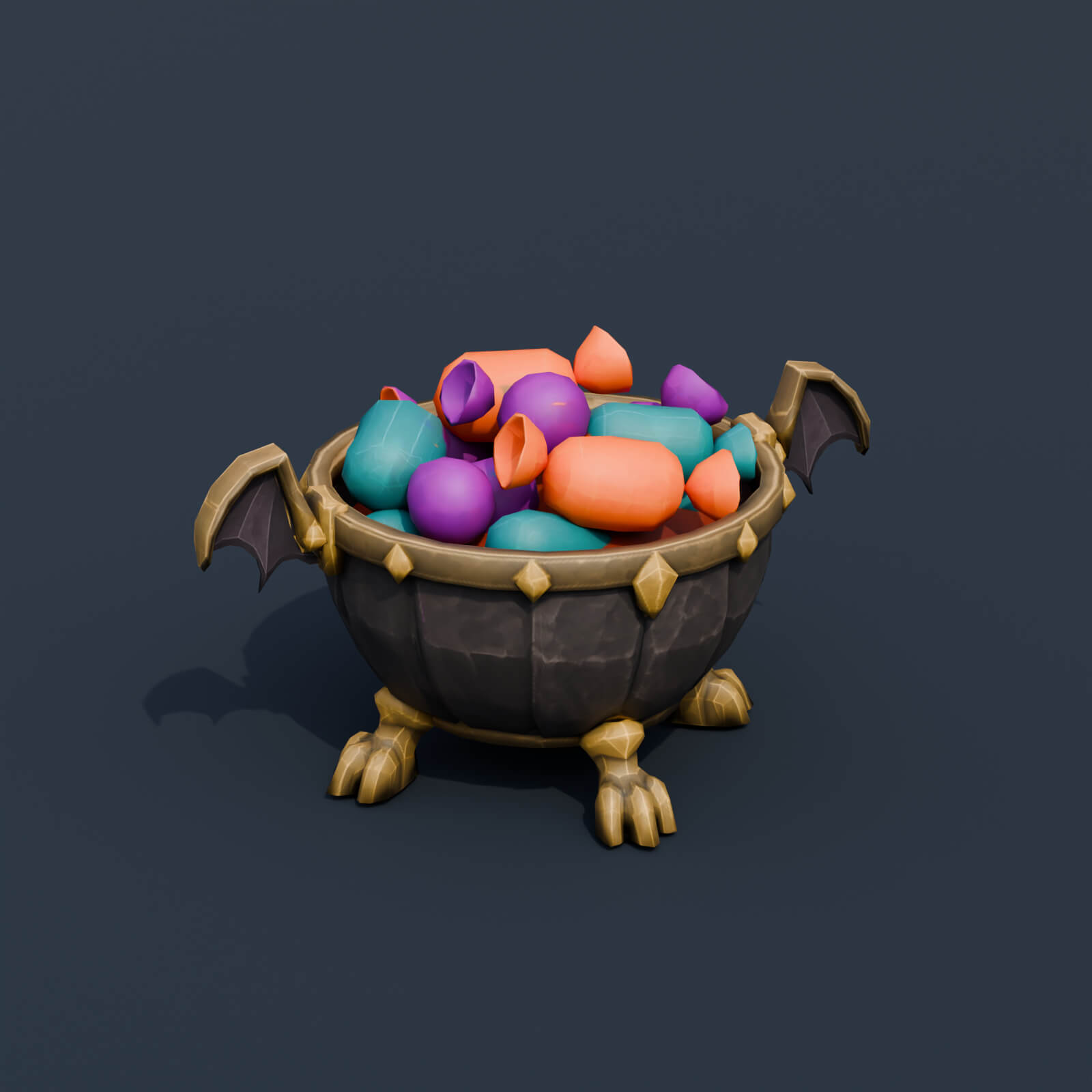 Stylized Low Poly Claw Foot Candy Bowl 3D Model