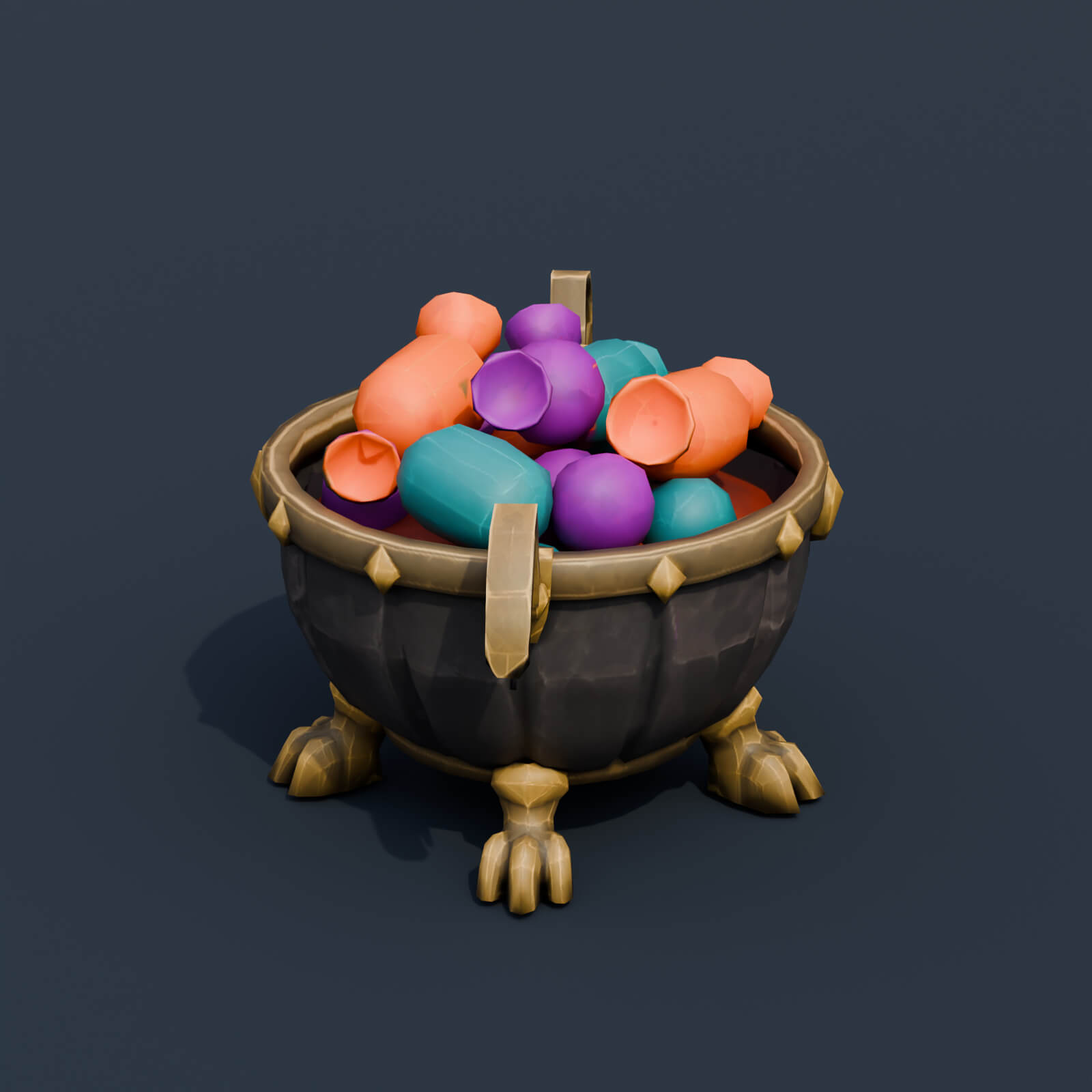Stylized Low Poly Claw Foot Candy Bowl 3D Model
