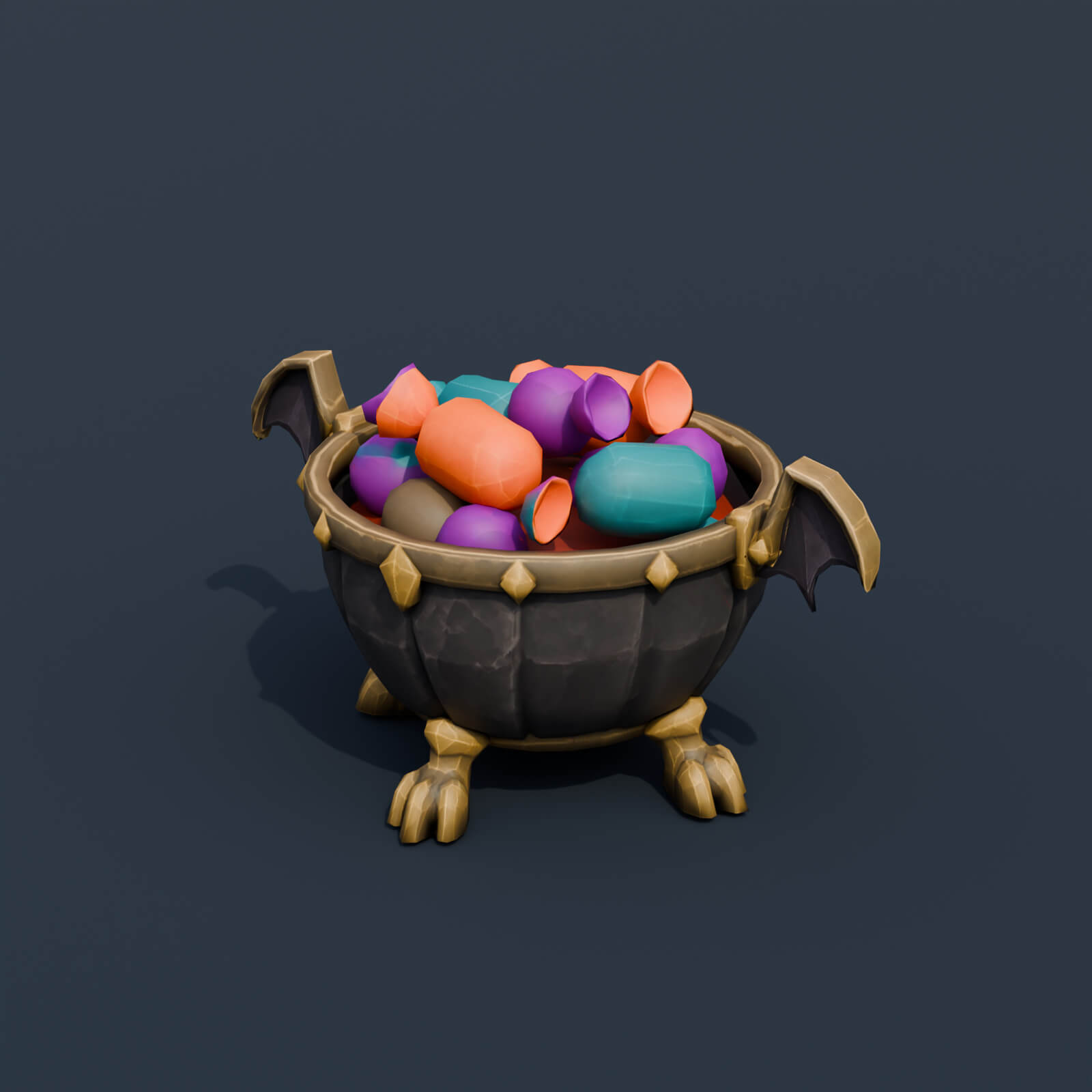 Stylized Low Poly Claw Foot Candy Bowl 3D Model