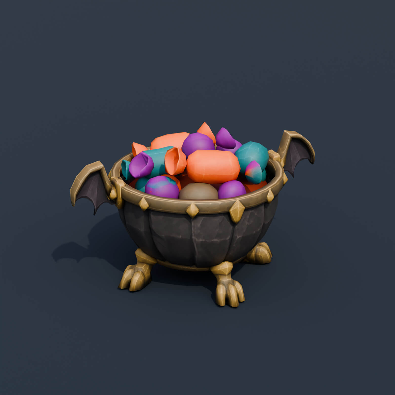 Stylized Low Poly Claw Foot Candy Bowl 3D Model