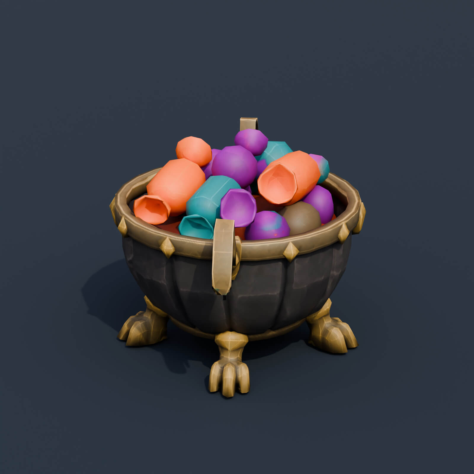 Stylized Low Poly Claw Foot Candy Bowl 3D Model