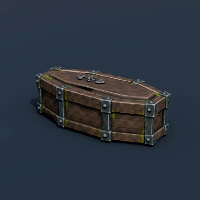 Stylized Low Poly Closed Coffin