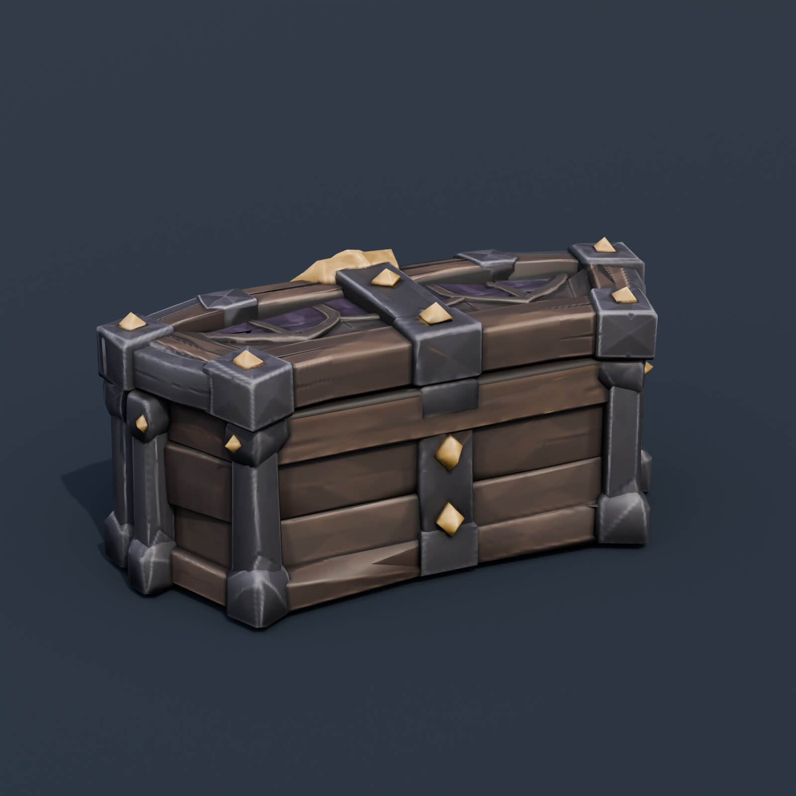 Stylized Low Poly Coffin Chest 3D Model