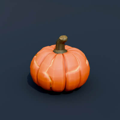 Stylized Low Poly Cracked Glowing Pumpkin