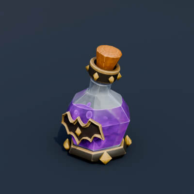 Stylized Low Poly Crooked Potion Bottle