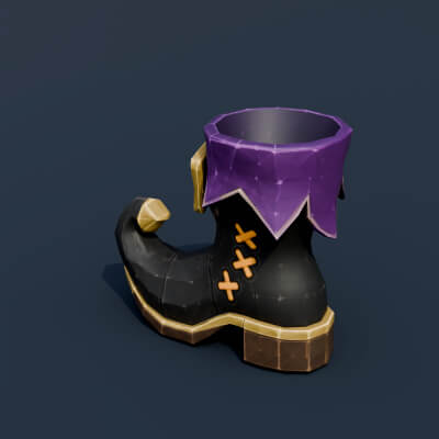 Stylized Low Poly Crooked Witch Boot