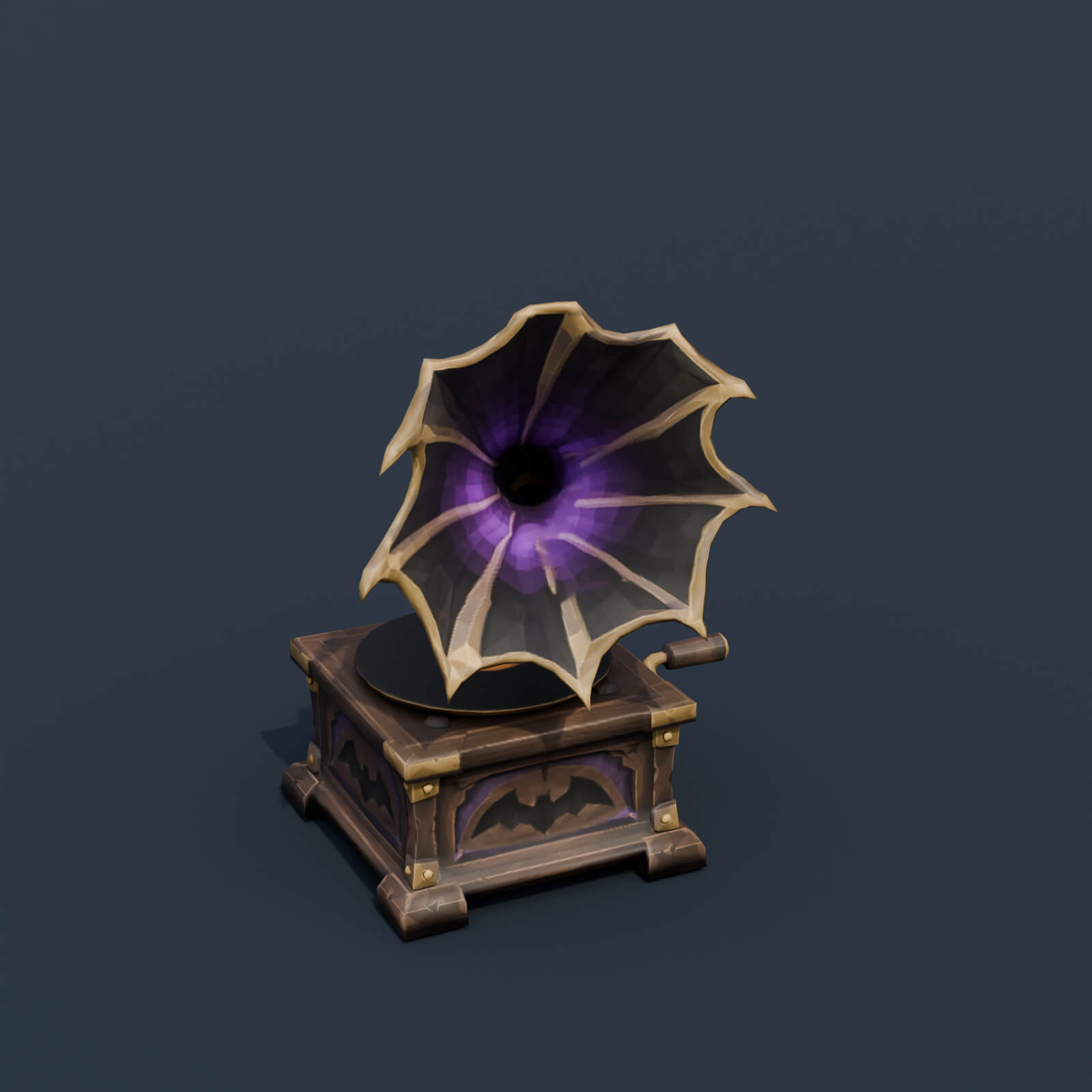 Stylized Low Poly Cursed Halloween Gramophone 3D Model