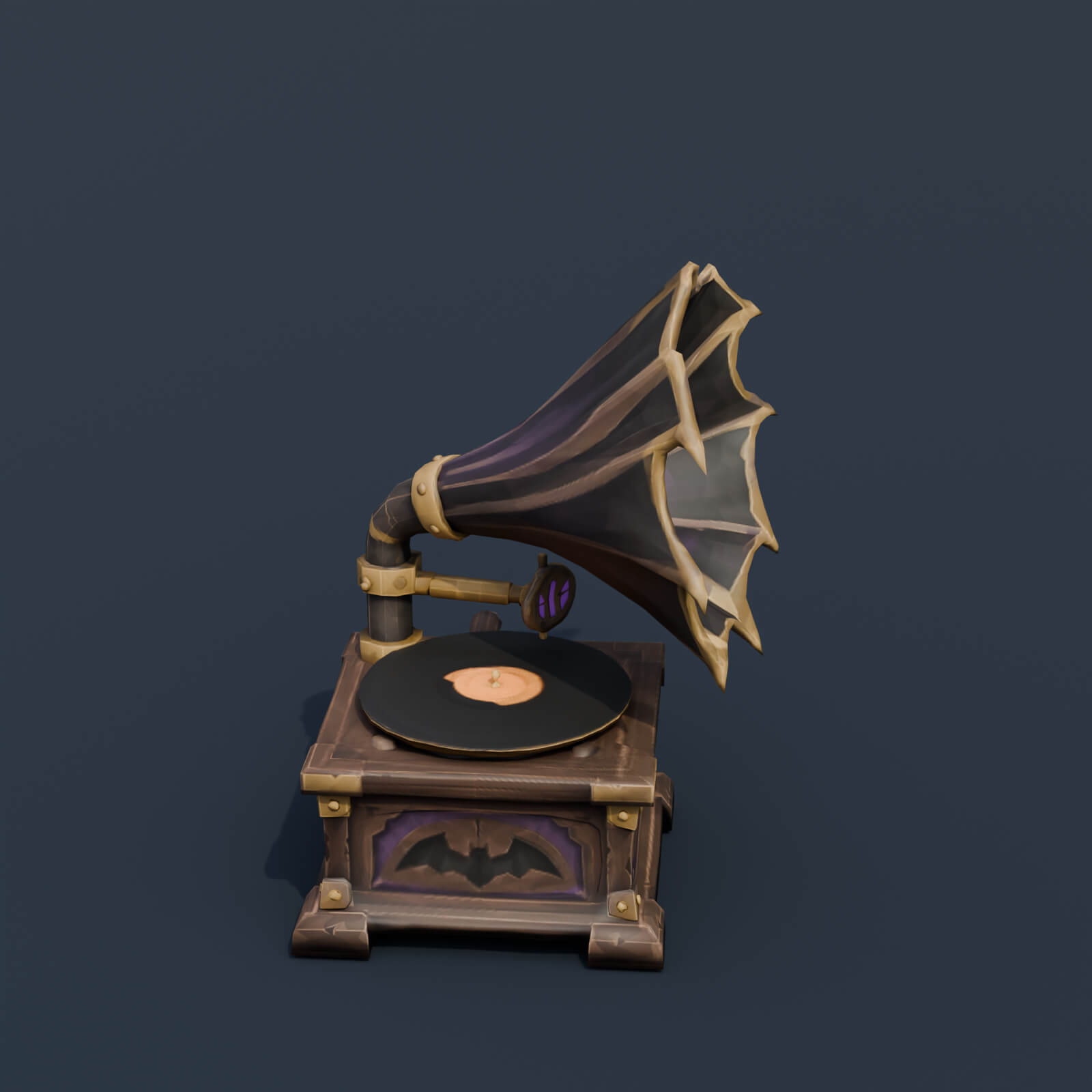 Stylized Low Poly Cursed Halloween Gramophone 3D Model