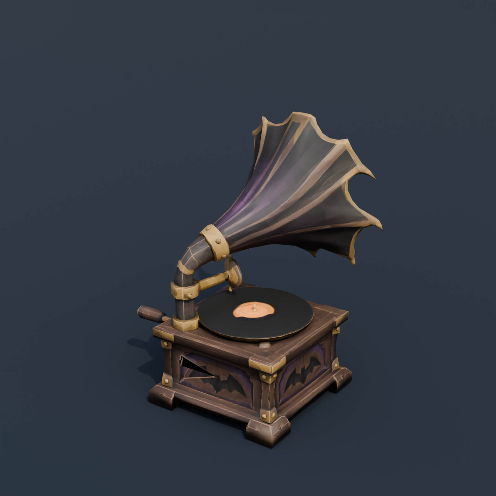 Stylized Low Poly Cursed Halloween Gramophone 3D Model