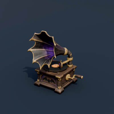 Stylized Low Poly Cursed Halloween Gramophone