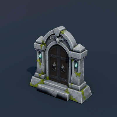 Stylized Low Poly Family Crypt Door