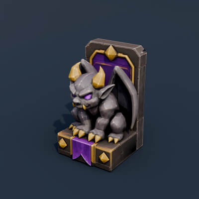 Stylized Low Poly Gargoyle Bookend