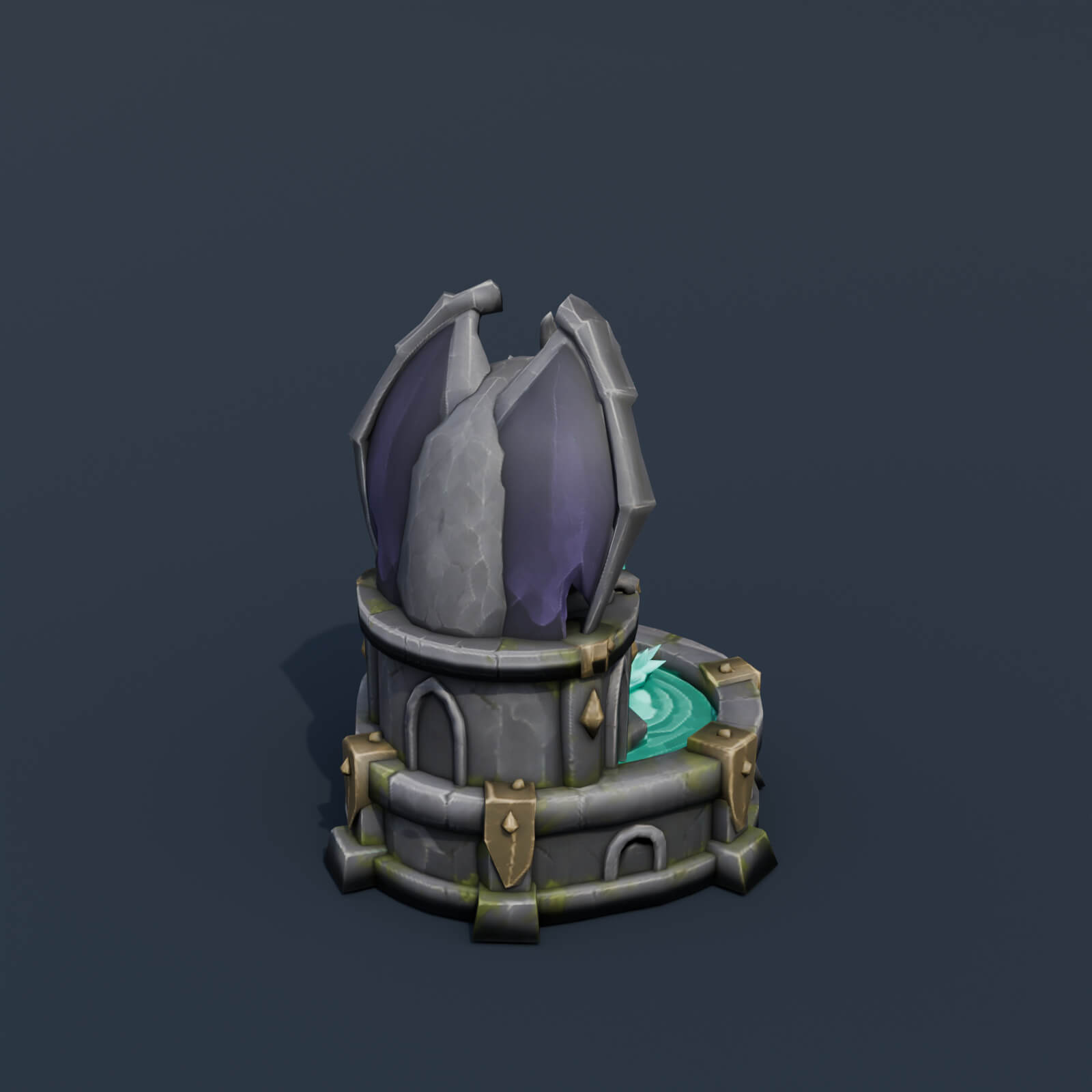 Stylized Low Poly Gargoyle Fountain 3D Model