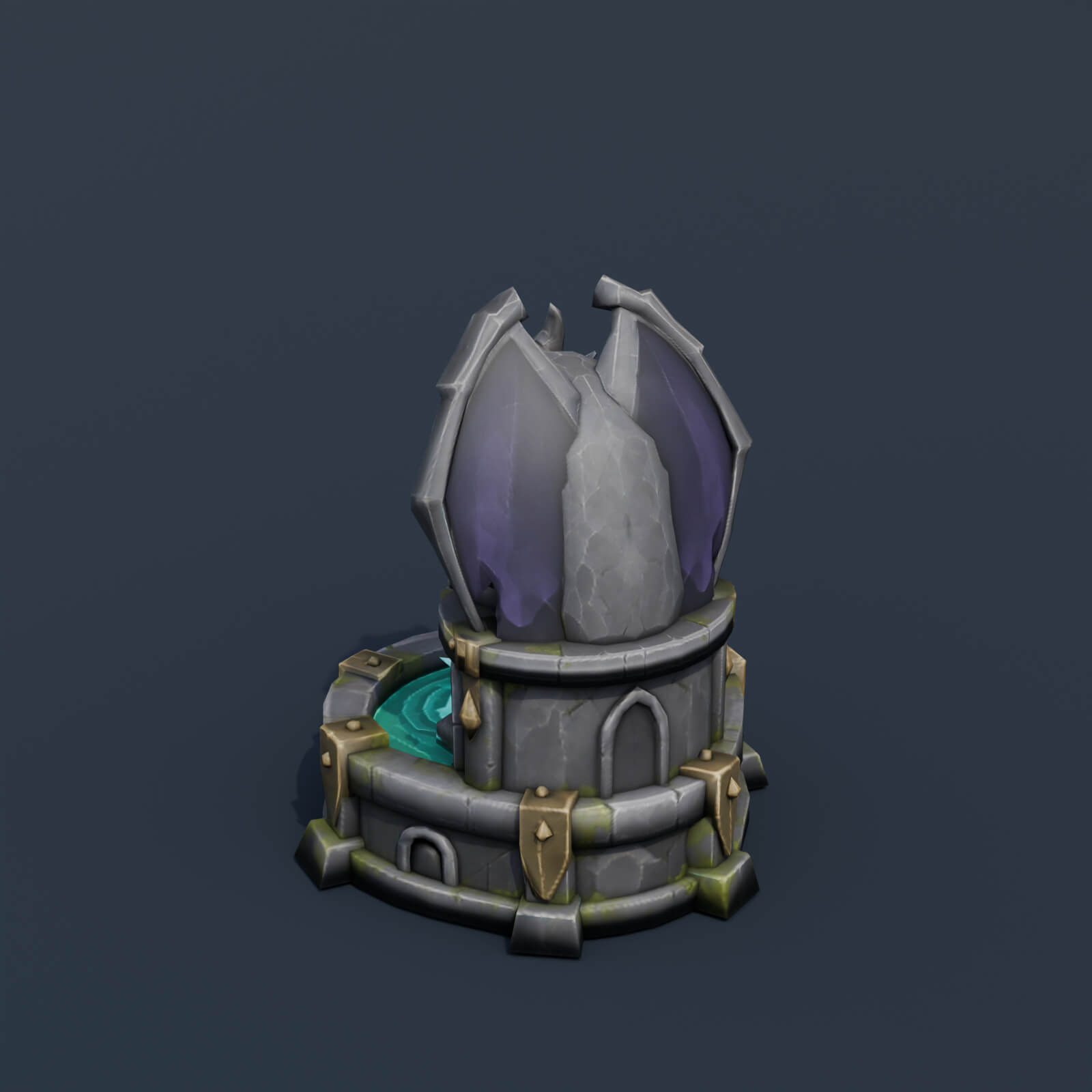 Stylized Low Poly Gargoyle Fountain 3D Model