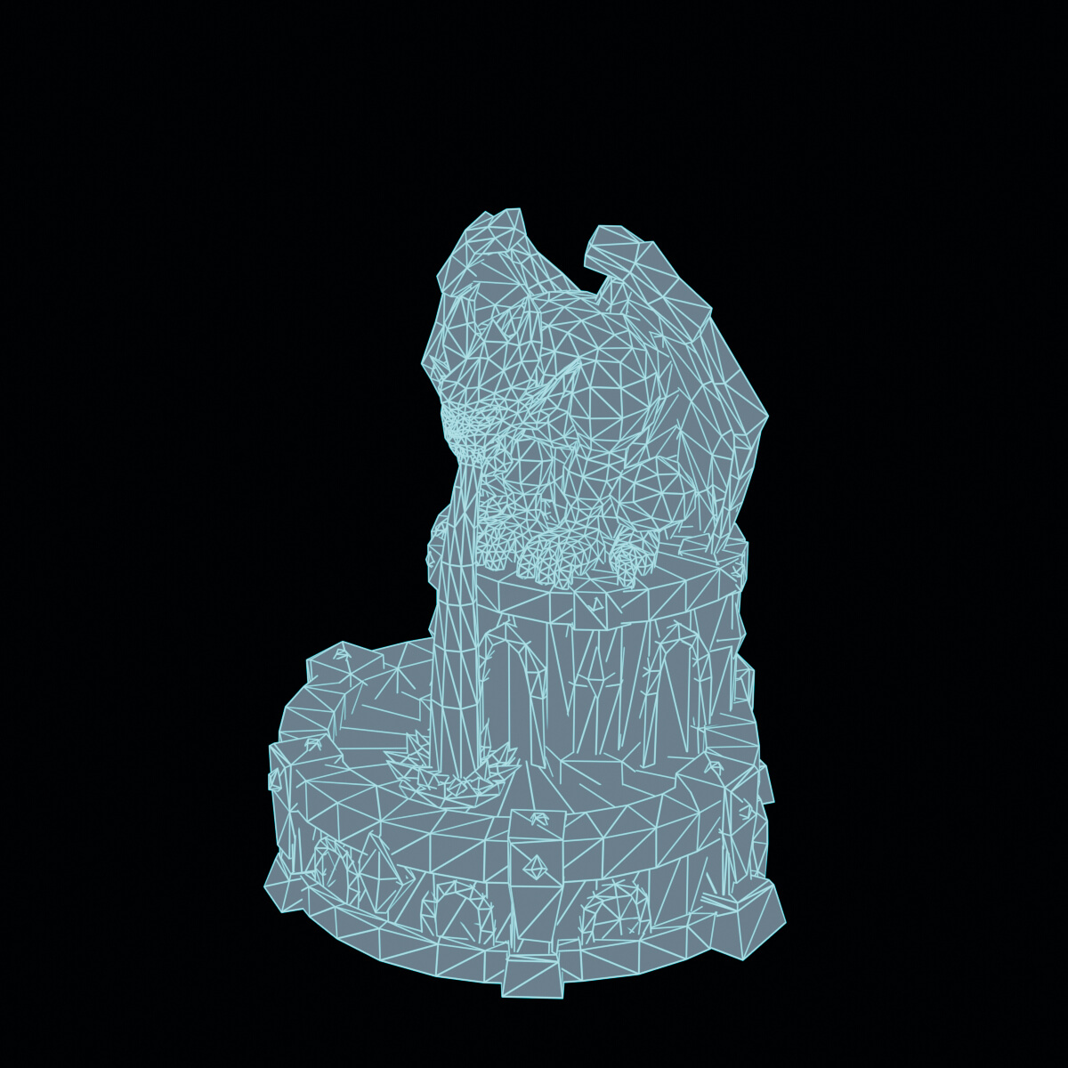 Stylized Low Poly Gargoyle Fountain 3D Model