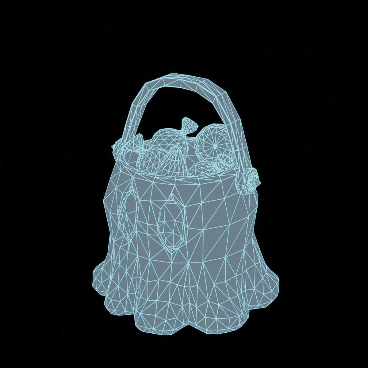Stylized Low Poly Ghost Candy Bucket 3D Model