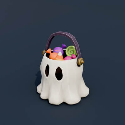 Stylized Low Poly Ghost Candy Bucket