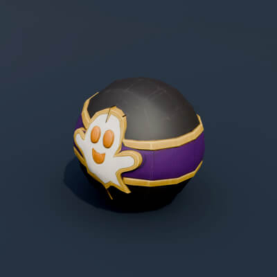 Stylized Low Poly Ghost Face Rubber Ball