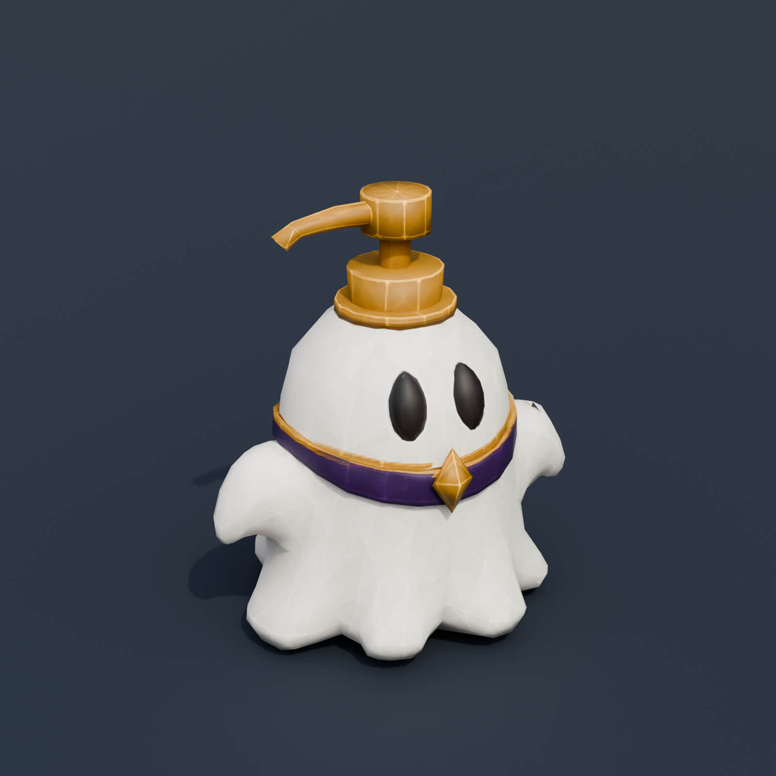 Stylized Low Poly Ghost Soap Dispenser 3D Model