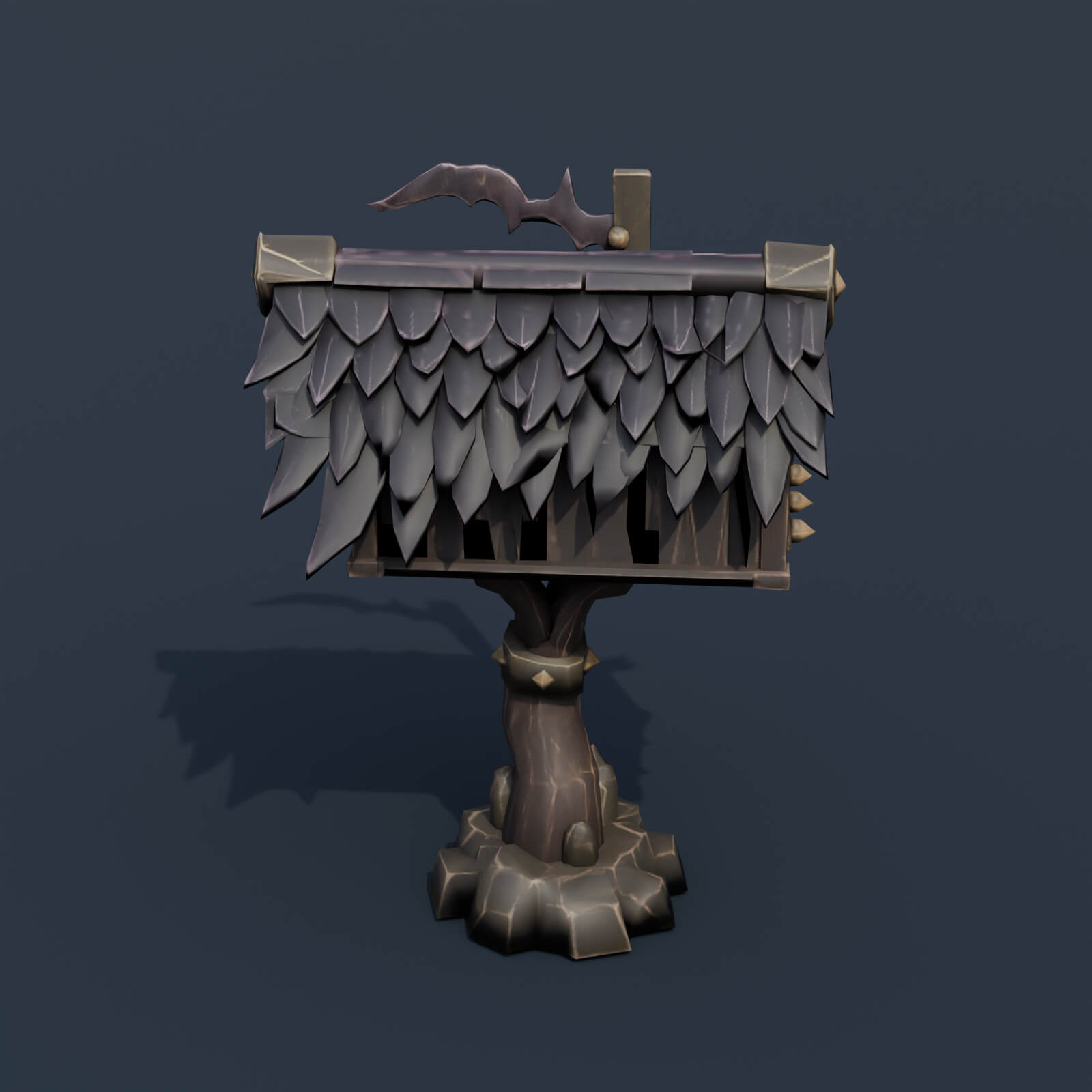 Stylized Low Poly Gothic Raven Wing Mailbox 3D Model