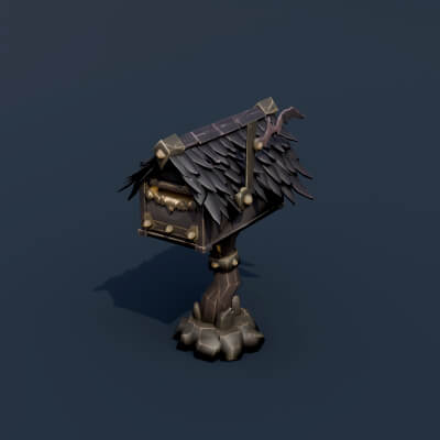 Stylized Low Poly Gothic Raven Wing Mailbox