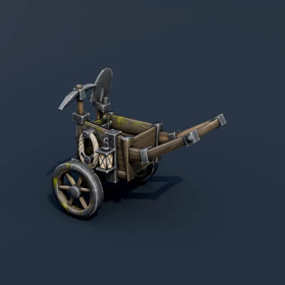 Stylized Low Poly Gravekeeper Tool Cart