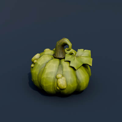 Stylized Low Poly Green Swamp Pumpkin