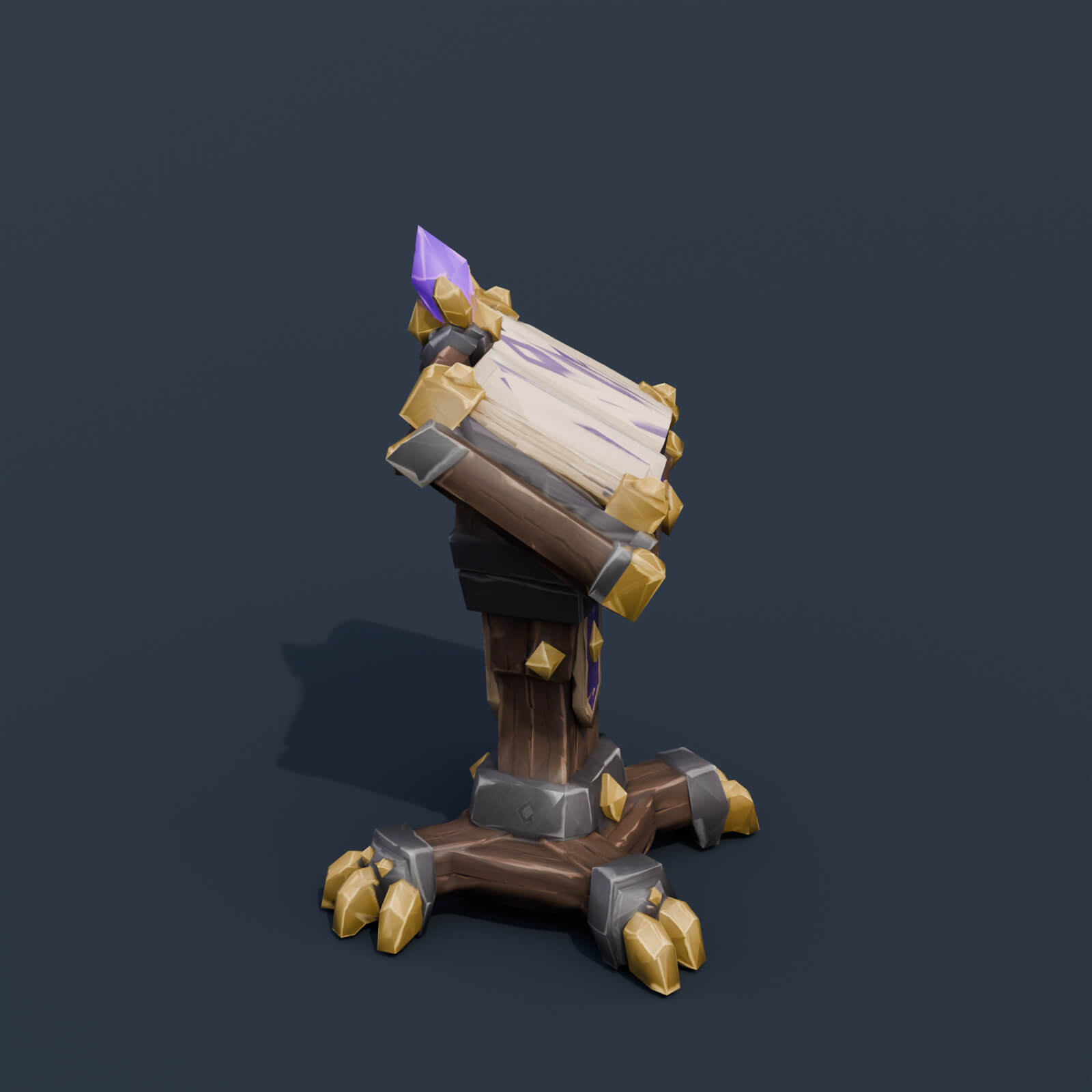 Stylized Low Poly Grimoire Lectern 3D Model