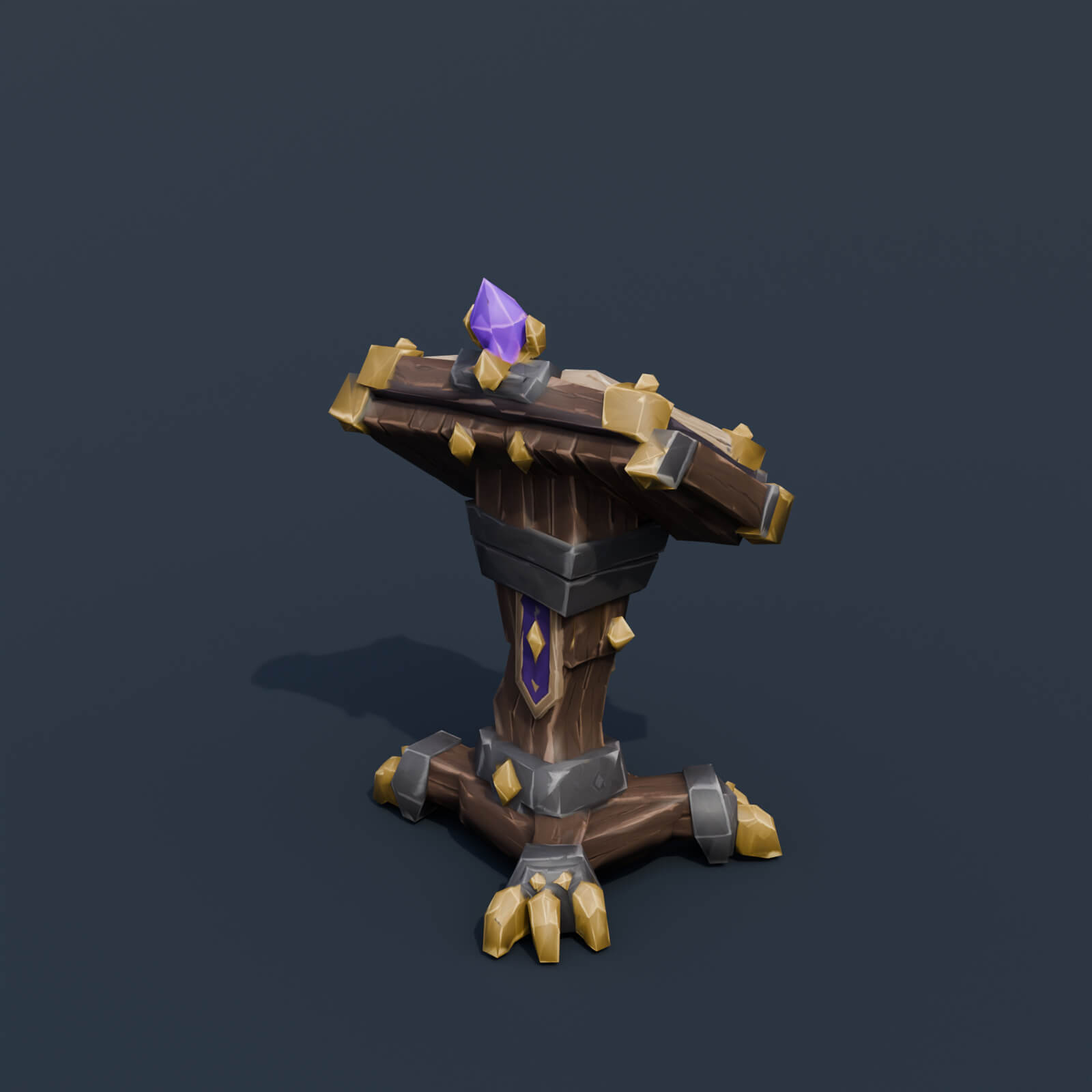 Stylized Low Poly Grimoire Lectern 3D Model
