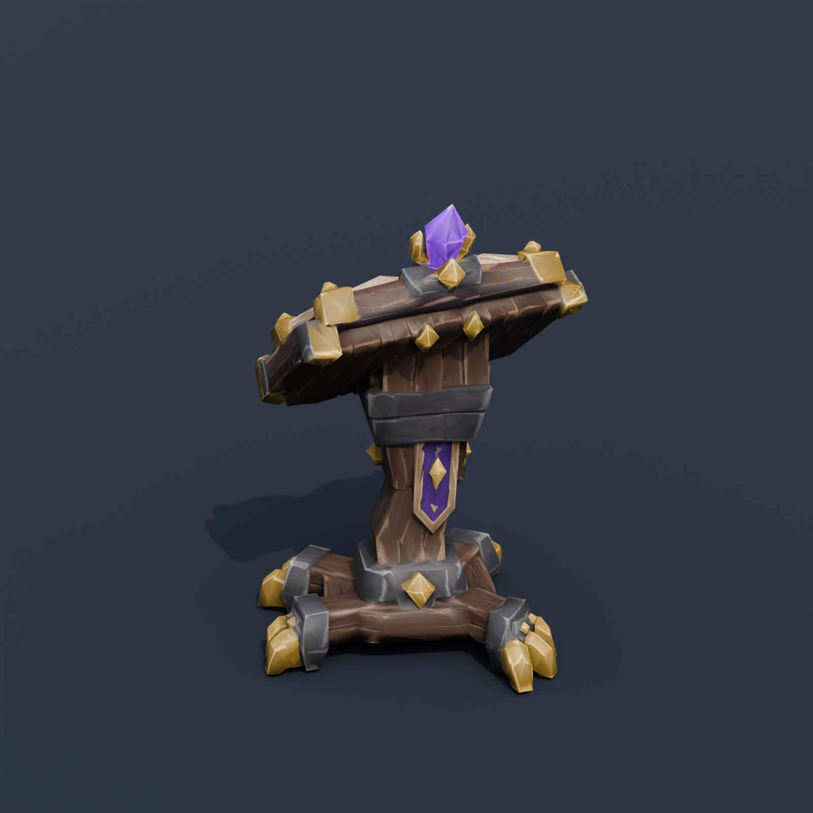 Stylized Low Poly Grimoire Lectern 3D Model