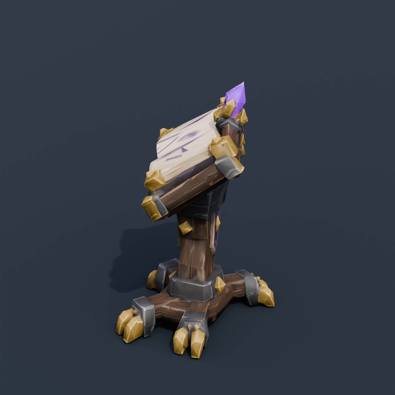 Stylized Low Poly Grimoire Lectern 3D Model