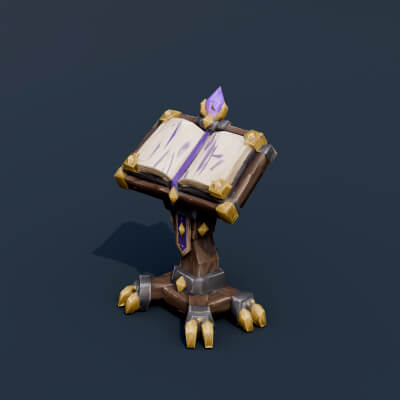 Stylized Low Poly Grimoire Lectern
